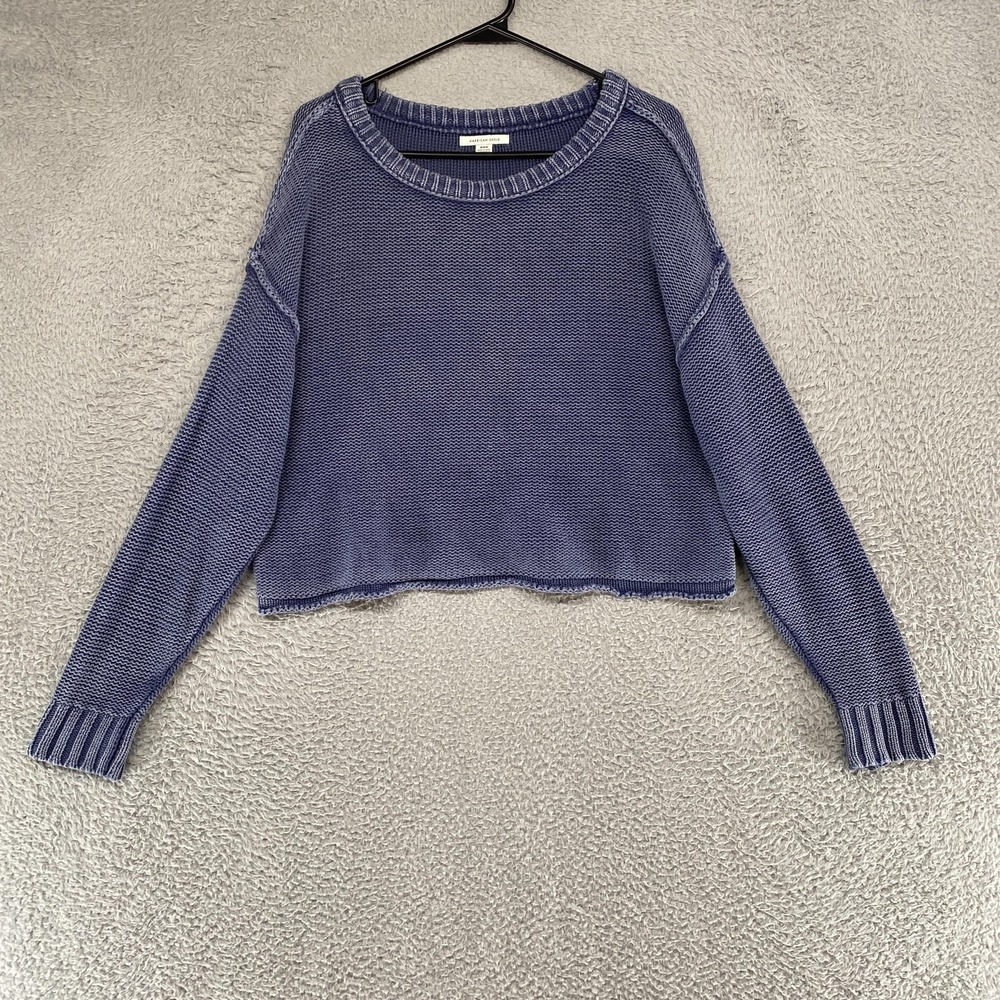 American Eagle Outfitters Sweater Womens M Cropped Crew Neck Washed Slouchy Boxy